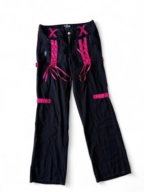 Royal Bones Punk Lace Up Pants Y2K Goth Wide Leg Size 3